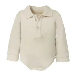 Bamboom Long Sleeve Polo Romper - 6 Mnd - Sand