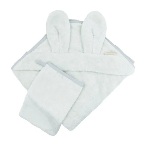 Bamboom New Born Badcape Met Oren + Washand - Sky Grey