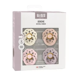BiBs Boheme Fopspeen - Rond - 4 Stuks - 0-6 Mnd - Ivory/Blush/Blossom/Dusky Lilac
