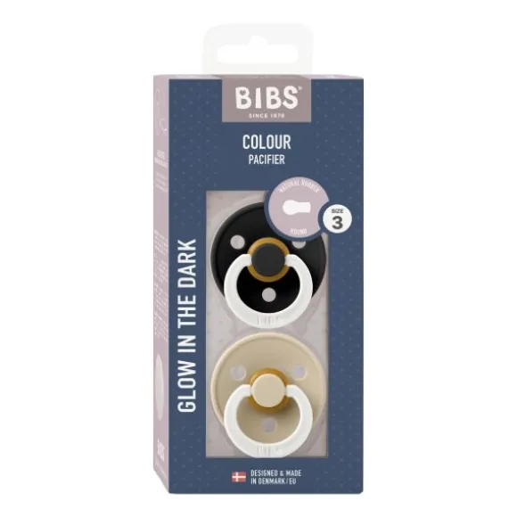 BiBs Glow In The Dark Fopspeen - Rond - 2 Stuks - 0-6 Mnd - Sage/Cloud