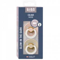 BiBs Glow In The Dark Fopspeen - Rond - 2 Stuks - 0-6 Mnd - Sage/Cloud
