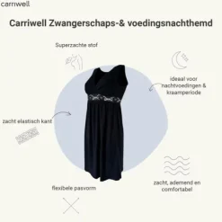 Carriwell Zwangerschap En Voedingsnachthemd - Mt. S - Zwart