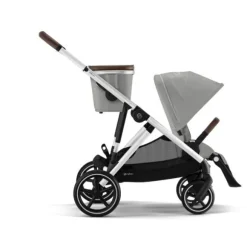 Cybex E-Gazelle S Kinderwagen - Silver - Stone Grey | Cybex Cloud G I-Size Plus Autostoeltje - Stone Grey | Cybex Base G | Autostoel adapters