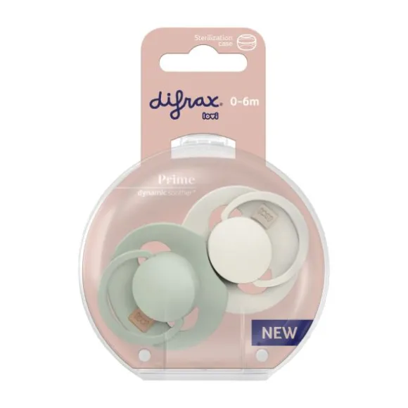 Difrax Dynamic Lovi Prime Fopspeen - 0-6mnd - 2st. - Coconut/Pistachio