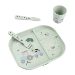Done by Deer Foodie Dinerset met Zuignap - Tiny Farm - Groen