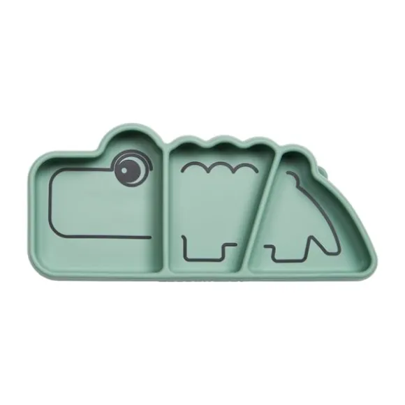 Done By Deer Stick & Stay Snack Bord - Croco - Silicone - Green