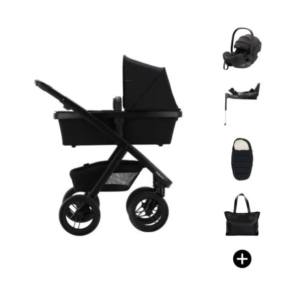 Dubatti Two E2 Kinderwagen Bundel - Pitch Black / Black / Black