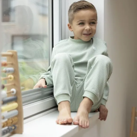 Feetje Wafel Pyjama Groen Melange Mt. 92