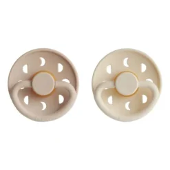 FRIGG Moon Fopspeen - Rond - 2 Stuks - 0-6 Mnd - Cream/Sage