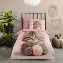 Good Morning Chat Dekbedovertrek - 140 x 220 cm - Pink