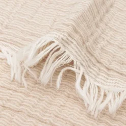 Jollein Deken Ledikant - 120 x 120 cm - Fringe Stripe Biscuit/Ivory GOTS