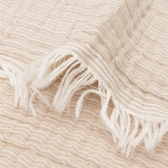 Jollein Deken Ledikant - 120 x 120 cm - Fringe Stripe Biscuit/Ivory GOTS