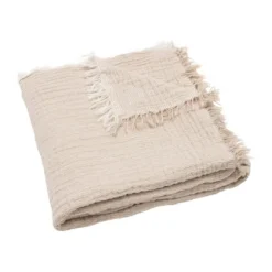 Jollein Deken Ledikant - 120 x 120 cm - Fringe Stripe Biscuit/Ivory GOTS