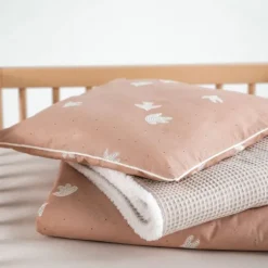 Julius Zöllner Organic Dekbedovertrek Set Birdy – Roze – 80/80 + 35/40 cm