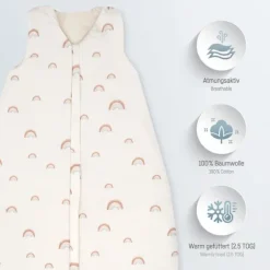 Julius Zöllner Organic Slaapzak – Roze – Birdy – Maat 80