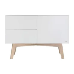 Kidsmill Sixties Babykamer Wit Mat / Naturel | Bed 60 x 120 cm + Commode + Kast 2-Deurs