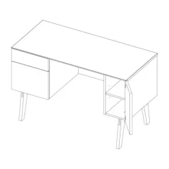 Kidsmill Sixties Bureau Wit Mat / Walnoot