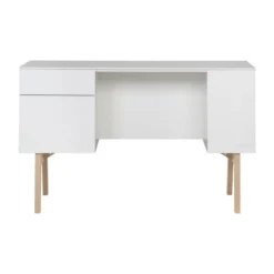 Kidsmill Sixties Kinderkamer Wit Mat / Naturel | Bed 90 x 200 + Bureau + Kast 2-Deurs