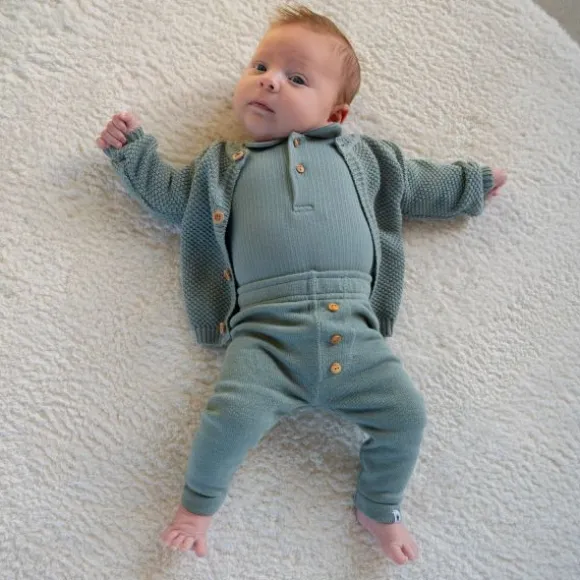 Klein Baby Polo Romper Rib - maat 50 - Stone Green