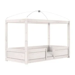 LIFETIME Kidsroom Hemelbed 4-In-1 - Premium Rolbodem - White Wash