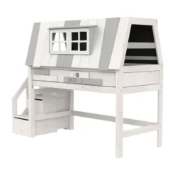 LIFETIME Kidsrooms Halfhoogslaper met Trapkast - My Hangout - Whitewash - 90x200 cm