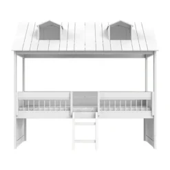 LIFETIME Kidsrooms Kajuitbed - Beachhouse - Met Trap & Luxe Lattenbodem - Wit