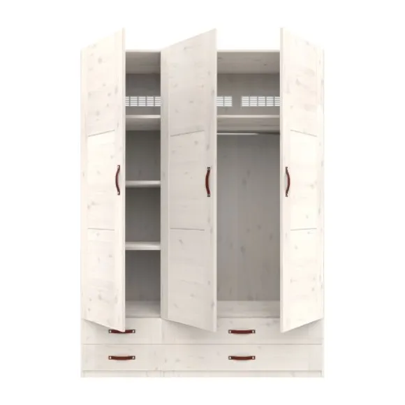 LIFETIME Kidsrooms Kledingkast 3-Deurs - 4 Laden - White Wash