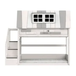 LIFETIME Kidsrooms My Hangout Huisbed Met Trapkast - Premium Rolbodem - White-wash