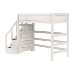 LIFETIME Kidsrooms Original Hoogslaper Met Trapkast - Premium Rolbodem - White Wash