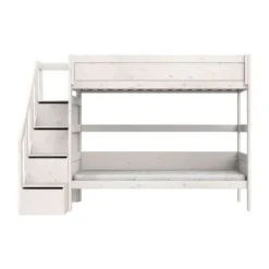 LIFETIME Kidsrooms Original Stapelbed Met Trapkast - Premium Rolbodem - White Wash