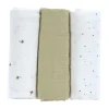 Lässig Swaddle & Burp L Multidoek - GOTS - 3pcs - 85 x 85 cm - Leave Olive