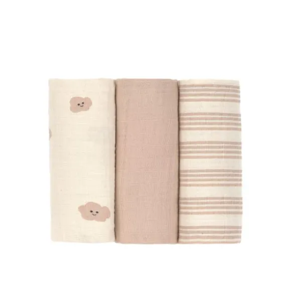 Lässig Tiny Team Swaddle & Burp Doeken - 3 Stuks - 60 x 60 cm - Mushroom