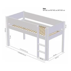 Manis-h BORR Combinatie Halfhoogslaper Met Lattenbodem En Klimwand - 90 x 200 cm