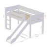 Manis-h Combinatie Halfhoogslaper Met Lattenbodem En Glijbaan - LOKE - 90x200 cm
