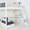 Manis-h FENRIS Combinatie Hoogslaper Met Lattenbodem En Slaapbank - 90 x 200 cm - Snow White