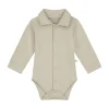 Mats & Merthe Noah Romper Met Kraag Lange Mouw light Brown 1 Mnd