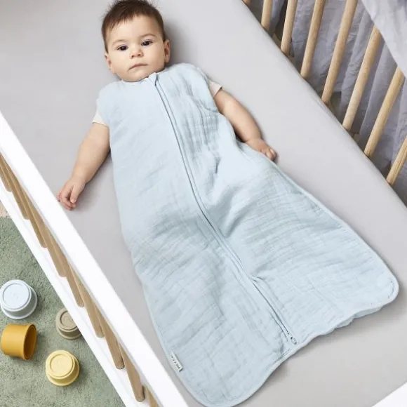 Meyco Baby Uni Zomerslaapzak - 70 cm - Pre-Washed Hydrofiel - Grey Blue