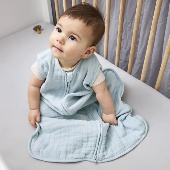 Meyco Baby Uni Zomerslaapzak - 70 cm - Pre-Washed Hydrofiel - Grey Blue