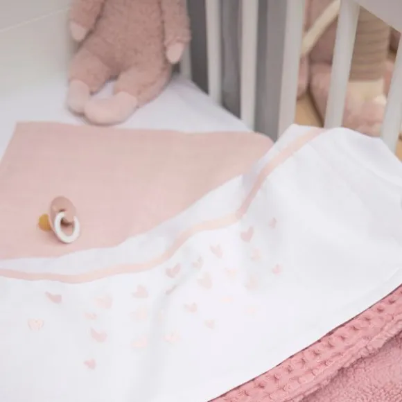 Meyco Hearts Ledikantlaken - 100 x 150 cm - Soft Pink