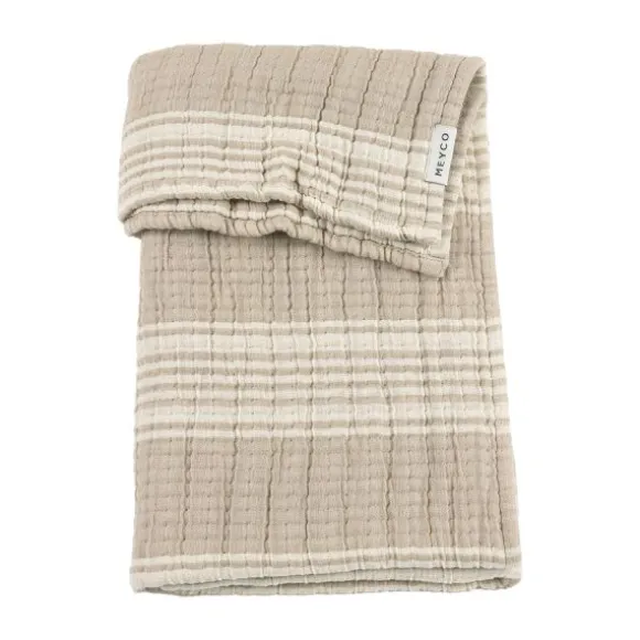 Meyco Ledikantdeken - Hydrofiel Jacquard Stripe - Indigo - 100x150 cm