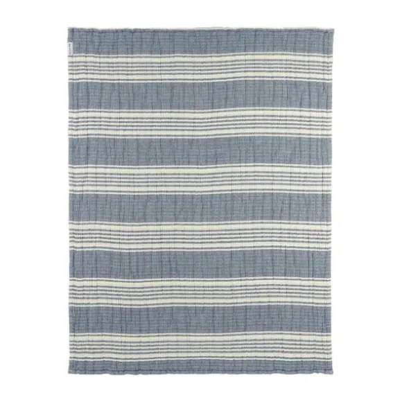 Meyco Ledikantdeken - Hydrofiel Jacquard Stripe - Indigo - 100x150 cm