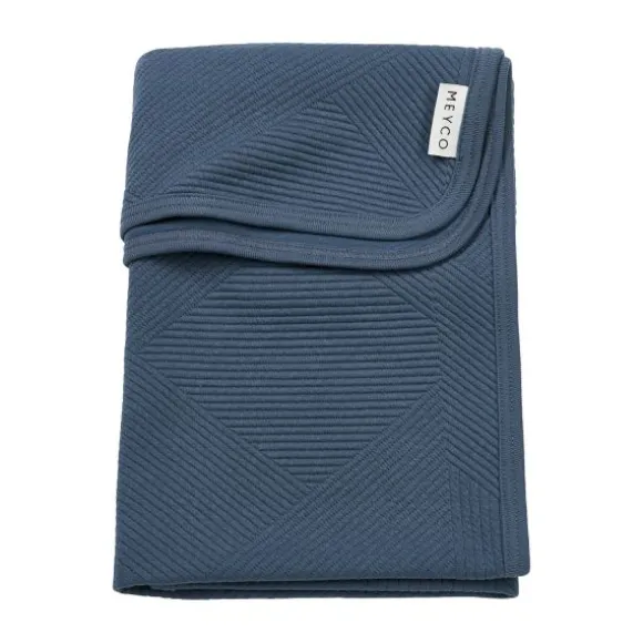 Meyco Pure Deken Gebreid - 100 x 150 cm - Jacquard - Indigo