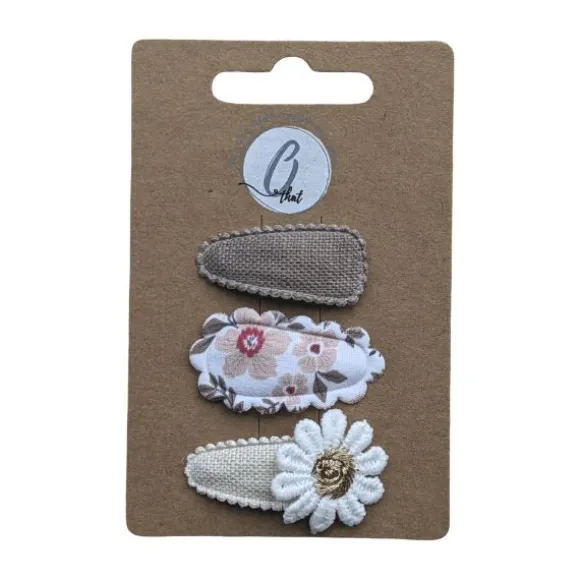 Ootje Kadootje Babyhaarclipjes - 3 Stuks - Schulpbloem/Bruin/Margriet
