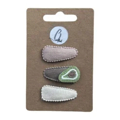 Ootje Kadootje Babyhaarclipjes - 3 Stuks - Groente Avocado/Nude/Ecru