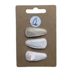 Ootje Kadootje Babyhaarclipjes Chiffon - 3 Stuks - Ivoor/Glitter/Goud