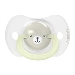 Suavinex Wild & Free SX Pro Fopspeen Symmetrisch - 0-6Mnd - 2 Stuks - Silicone - Grijs Glow In The Dark