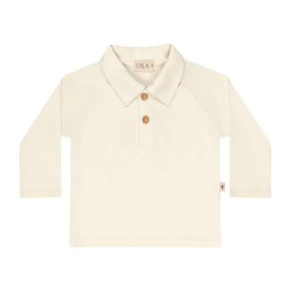 UAUA Polo T-Shirt Lange Mouwen - 3-6 Mnd - Crema