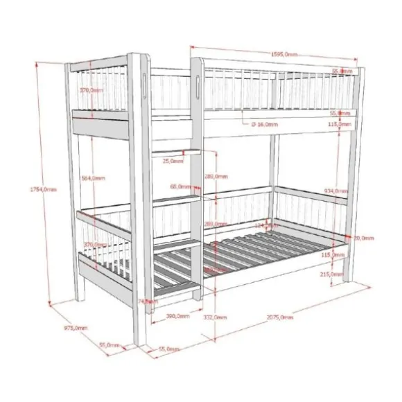 Vipack Forrest Stapelbed - Eik - 90x200 cm