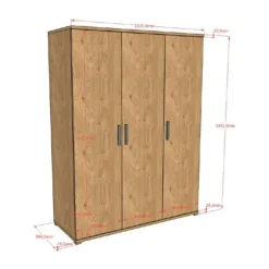 Vipack Sam 3-Deurs Kledingkast - Eik
