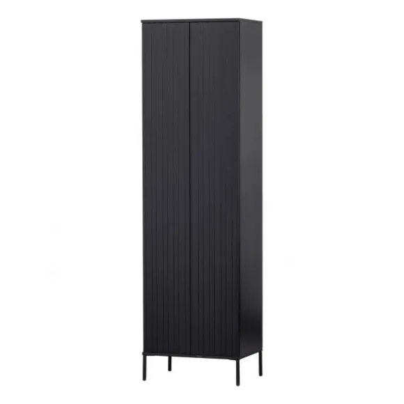 Woood Hoge Kast - New Gravure - Grenen Zwart